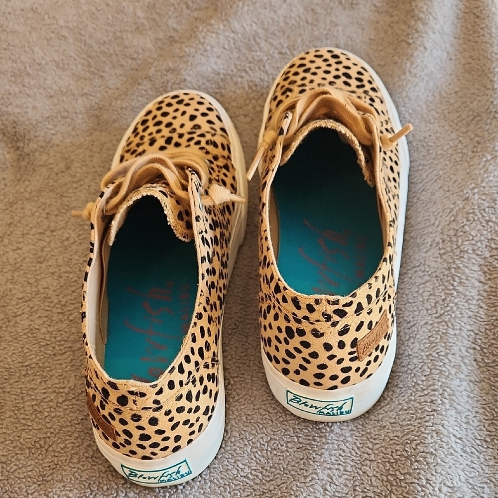 Blowfish Leopard Print Sneakers in Tan, Black and Teal Insole - Picture 4 of 4